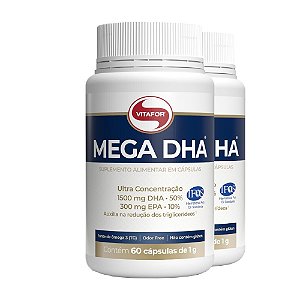 Kit 2 Mega DHA 1000mg Vitafor 60 cápsulas