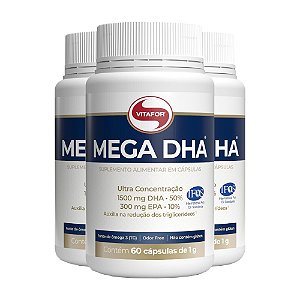 Kit 3 Mega DHA 1000mg Vitafor 60 cápsulas