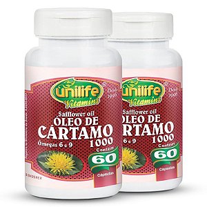 Kit 2 Óleo de Cartamo 1200mg com 60 cápsulas Unilife