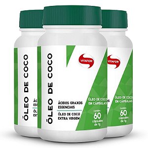 Kit 3 Óleo de Coco 1g Soft Gel Vitafor 60 Cápsulas