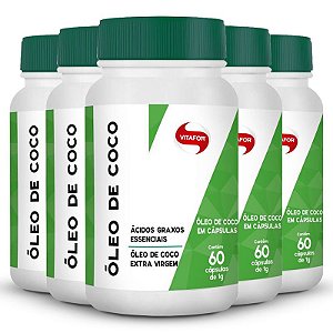 Kit 5 Óleo de Coco 1g Soft Gel Vitafor 60 Cápsulas
