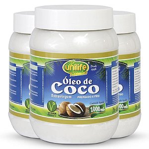 Kit 3 Óleo de Coco Extra Virgem Unilife 1 litro