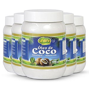 Kit 5 Óleo de Coco Extra Virgem Unilife 1 litro
