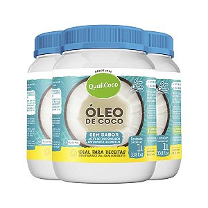 Kit 3 Óleo de coco Sem sabor Qualicoco 1 litro
