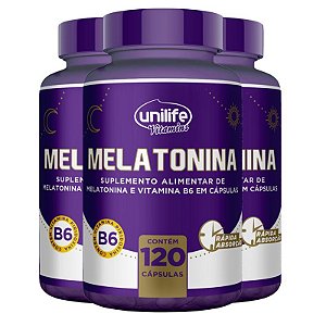 Kit 3 Melatonina + B6 Unilife 60 cápsulas