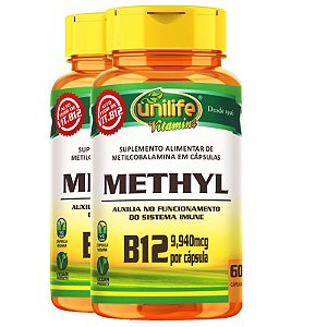 Kit 2 Vitamina b12 – metilcobalamina Unilife 60 cápsulas