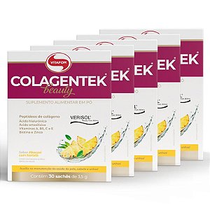 Kit 5 Colagentek Beauty Vitafor 30 Sachês 3,5g Abacaxi Com Hortelã