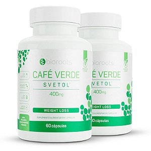 Kit 2 Café verde 400mg Bioroots Vegana 60 cápsulas