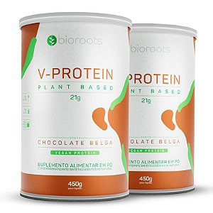 Kit 2 V-protein proteína Bioroots Vegana chocolate belga 450g