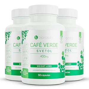 Kit 3 Café verde 400mg Bioroots Vegana 60 cápsulas