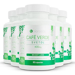 Kit 5 Café verde 400mg Bioroots Vegana 60 cápsulas
