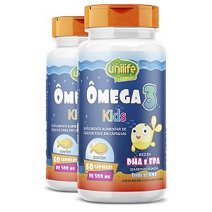 Kit 2 Ômega 3 500mg Kids Unilife 60 Cápsulas