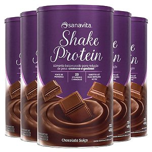 Kit 5 Shake Protein Substituto de Refeição Sanavita 450g Chocolate Suíço