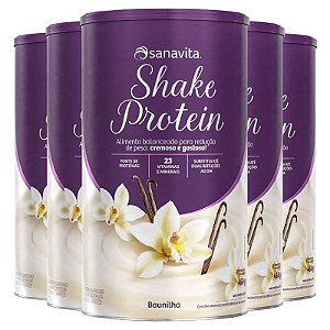 Kit 5 Shake Substituto de refeição Sanavita 450g Baunilha