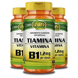 Kit 3 Vitamina B1 Tiamina 60 cápsulas Unilife