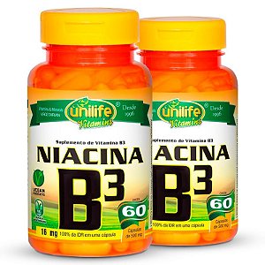 Kit 2 Vitamina B3 Niacina 60 cápsulas Unilife