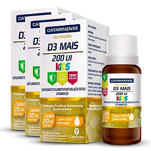 Kit 3 Vitamina D3 Mais Kids 200 Ui Catarinense 20ml