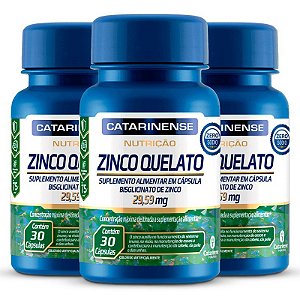 Kit 3 Zinco Quelato Catarinense 30 cápsulas