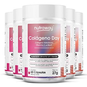 Kit 5 Colágeno Day Hidrolisado Nutraway 60 cápsulas