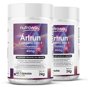 Kit 2 Artrun Colágeno Tipo II Nutraway 40mg 60 cápsulas