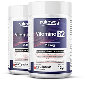 Kit 2 Vitamina B2 200mg Nutraway 60 cápsulas