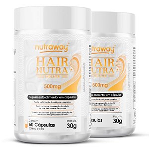 Kit 2 Hair Nutra Mulher Nutraway 500 Mg 60 cápsulas