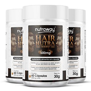 Kit 3 Hair Nutra Homem Nutraway 500 Mg 60 cápsulas