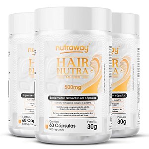Kit 3 Hair Nutra Mulher Nutraway 500 Mg 60 cápsulas