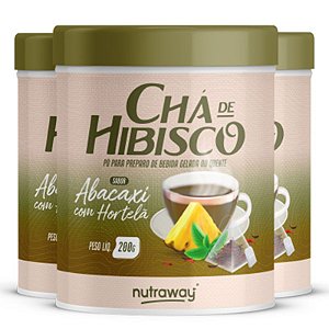 Kit 3 Chá De Hibisco Abacaxi C/Hortelã Nutraway 200g