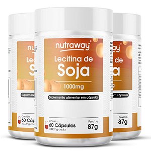 Kit 3 Lecitina De Soja Nutraway 1000mg 60 cápsulas