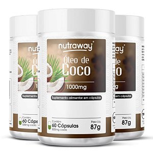 Kit 3 Óleo De Coco Nutraway 1000mg 60 cápsulas