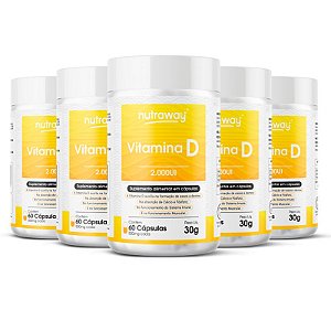 Kit 5 Vitamina D 2.000ui Nutraway 60 cápsulas