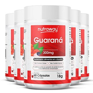 Kit 5 Guaraná Nutraway 300mg 60 cápsulas