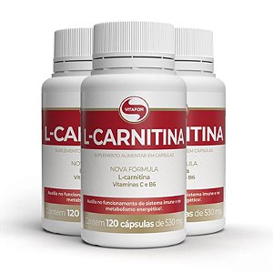 Kit 3 L-Carnitina + B6 Vitafor 120 cápsulas