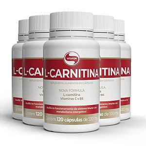 Kit 5 L-Carnitina + B6 Vitafor 120 cápsulas