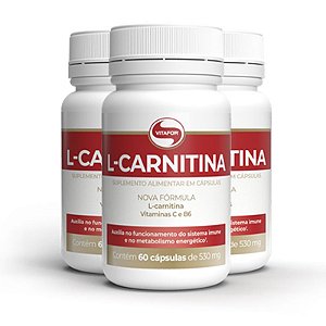 Kit 3 L-Carnitina + B6 Vitafor 60 cápsulas