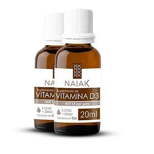 Kit 2 Vitamina D3 400 UI em gotas Naiak 20ml