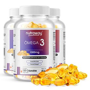 Kit 3 Ômega 3 1g Nutraway 120 cápsulas