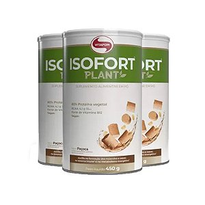 Kit 3 Whey Vegano Isofort Plant Vitafor 450g Paçoca