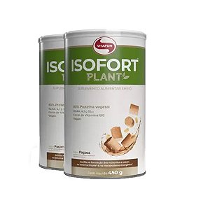 Kit 2  Whey Vegano Isofort Plant Vitafor 450g Paçoca