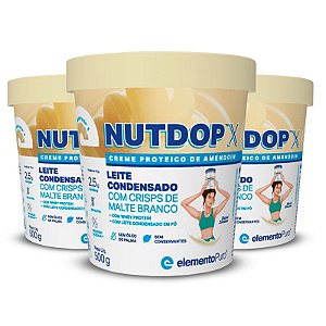 Kit 3 Nutdop Pasta de Amendoim Leite Condensado Elemento Puro 500g