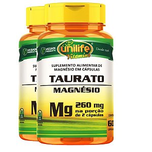 Kit 2 Magnésio taurato Unilife 60 cápsulas