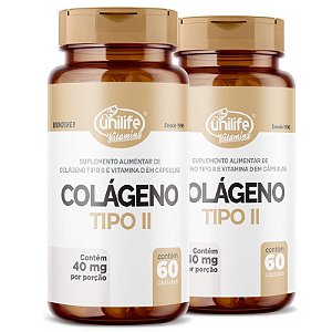 Kit 2 Colágeno Tipo II com Vitamina D Unilife 60 cápsulas