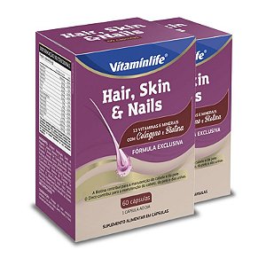 Kit 2 Hair, Skin & Nails Vitaminlife 60 cápsulas
