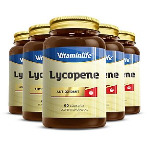 Kit 5 Lycopene Antioxidante Vitaminlife 60 cápsulas