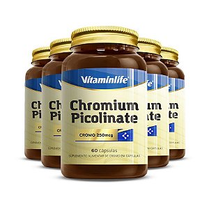 Kit 5 Chromium Picolinate Vitaminlife 90 cápsulas