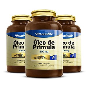 Kit 3 Óleo De Prímula 500mg Vitaminlife 100 cápsulas