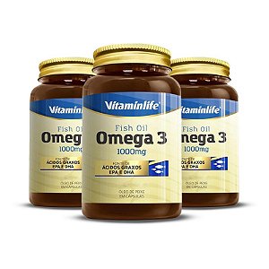 Kit 3 Óleo De Peixe Ômega 3 Vitaminlife 120 cápsulas