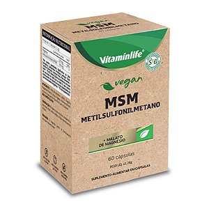 Msm Metilsufonilmetano + Malato De Magnésio VitaminLife 60 cápsulas Veganas