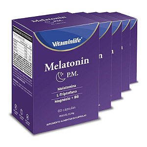 Kit 5 Melatonin P.M. Vitaminlife 60 cápsulas